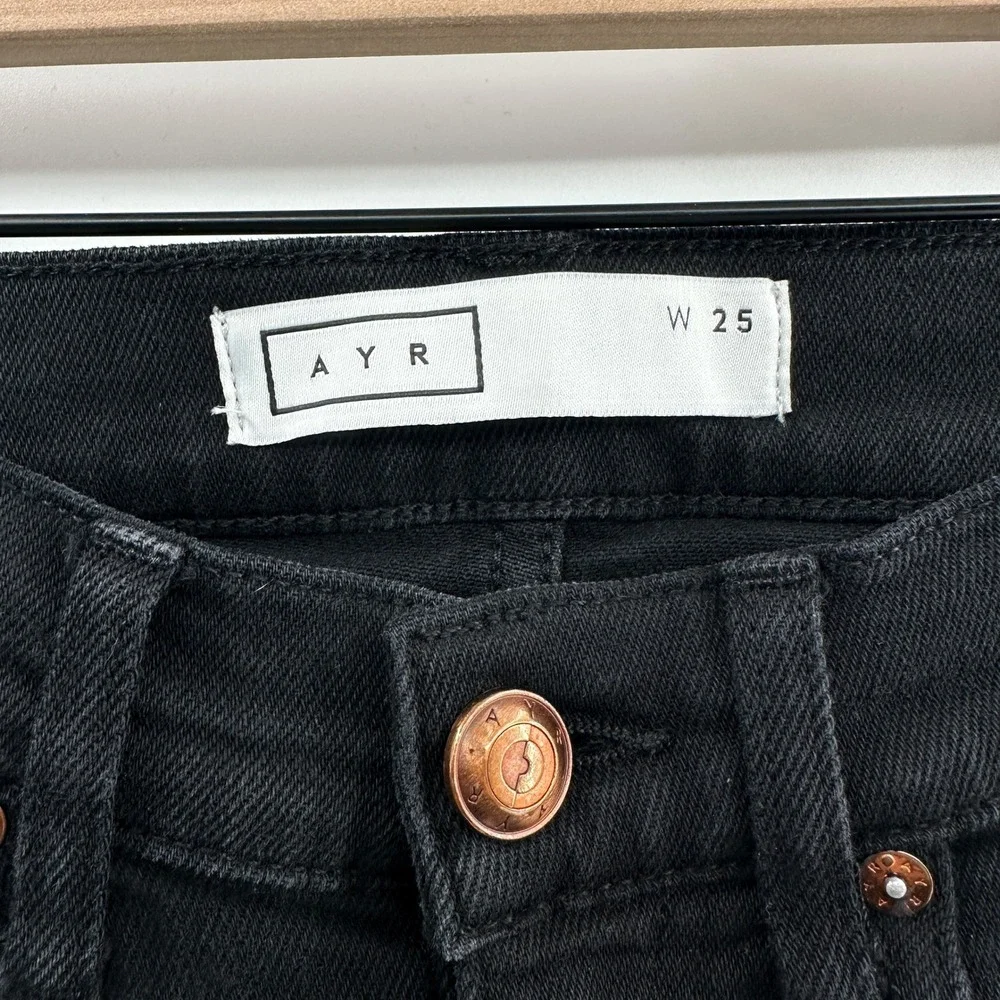 AYR The Rocker Straight Leg Crop Raw Hem in Magnetic Black Size 25 - Picture 8 of 13
